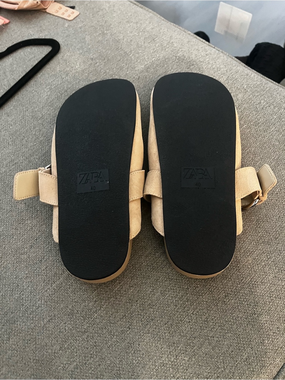 ZARA NWOT Beige Suede Slip-On Clogs with Buckle Strap - Picture 5 of 5